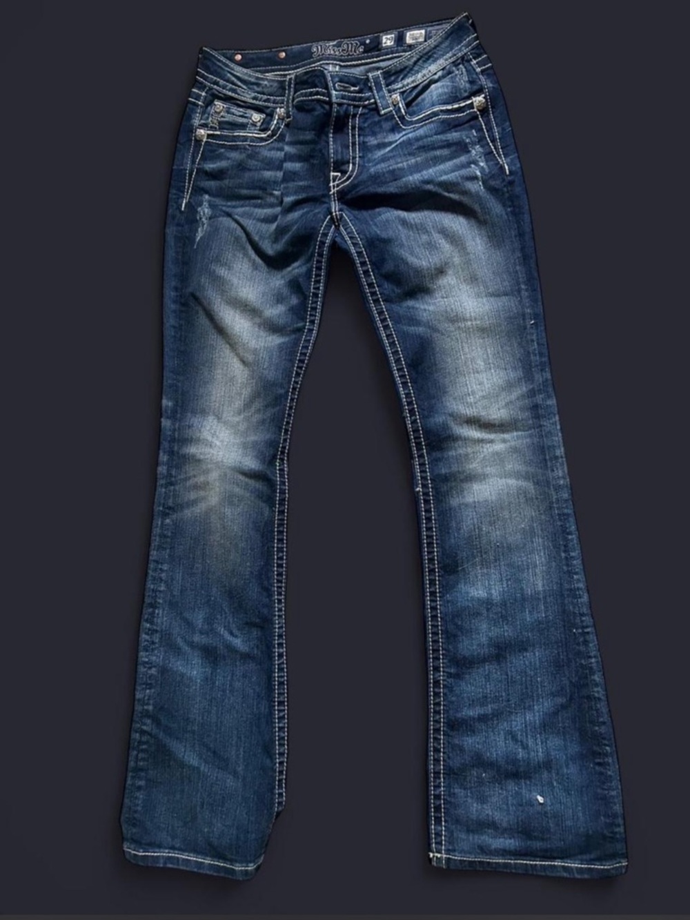 Miss Me Dark Blue Embellished Flare Jeans